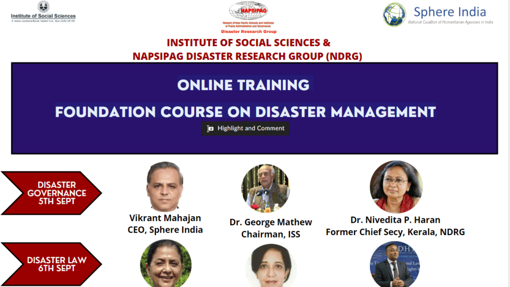 Online Training Foundation Course on Disaster Management Institute of Social Sciences