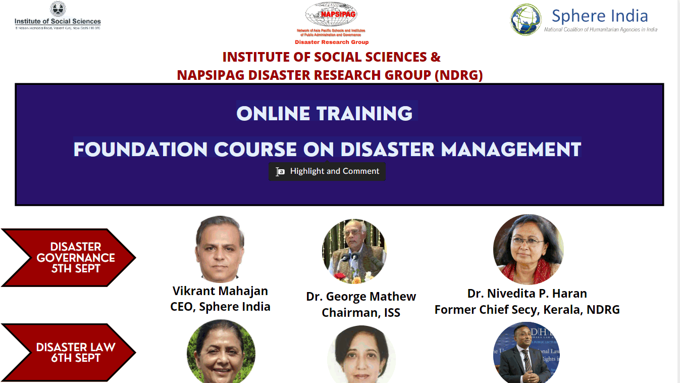 Online Training – Foundation Course on Disaster Management