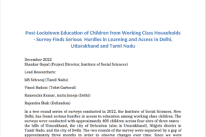 Report on Post-Lockdown Education of Children from Working Class Households (English)